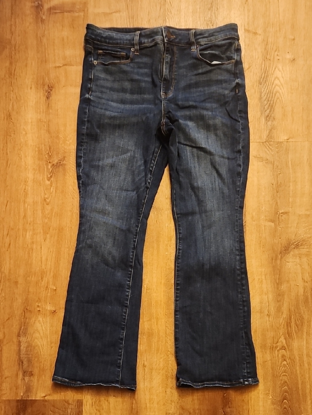 American Eagle Outfitters Dark Blue Hi-rise Skinny Kick Jeans, Size 14 Short
